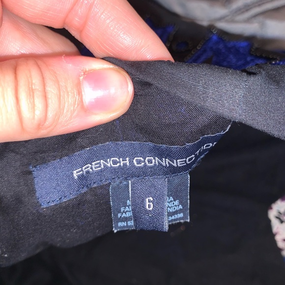 French Connection Strapless Black Blue Bead Dress - Picture 6 of 7